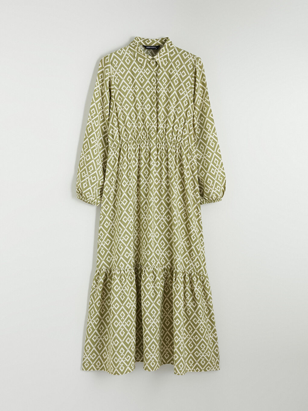 Shirt Collar Patterned Dress-4