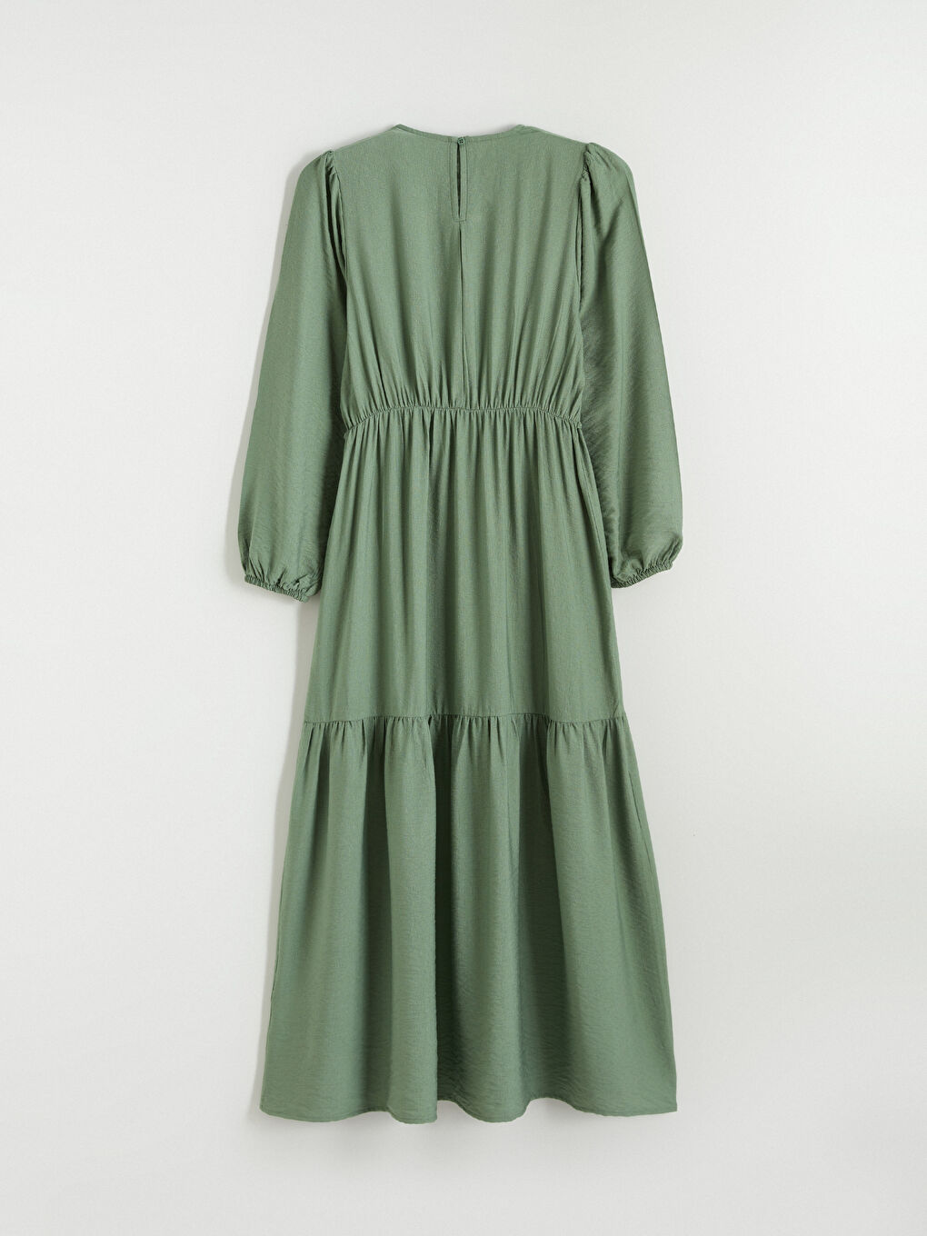 Gathered dress with a crew neck.-6