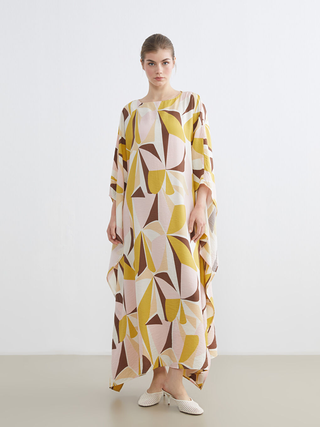 Crew Neck Patterned Dress