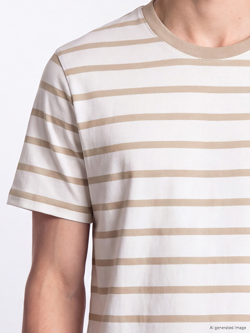 Crew Neck Striped Jersey Men's T-shirt-2