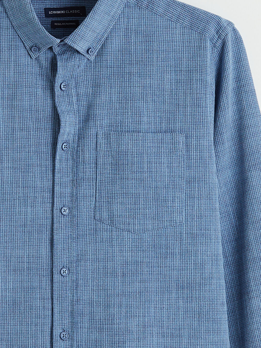 İndigo Regular Fit Armürlü Erkek Gömlek-1