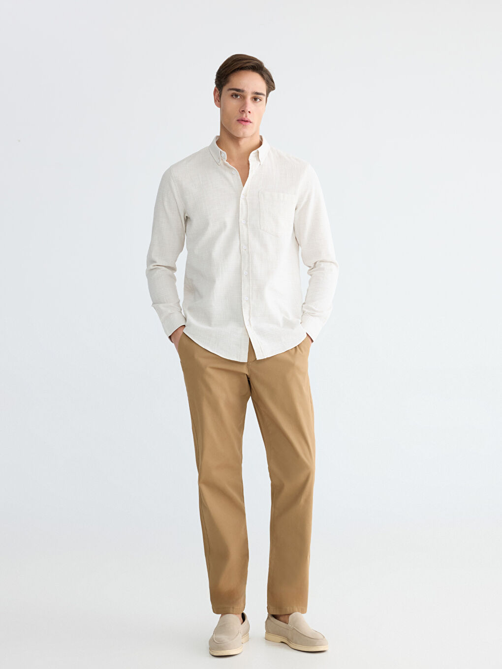 قميص رجال نسيج دوبي عادي-1