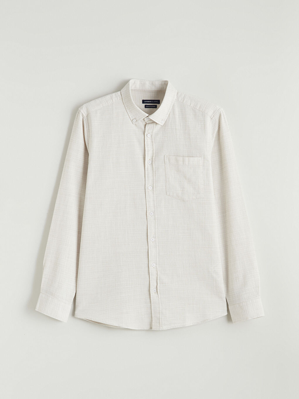 Bej Regular Fit Armürlü Erkek Gömlek