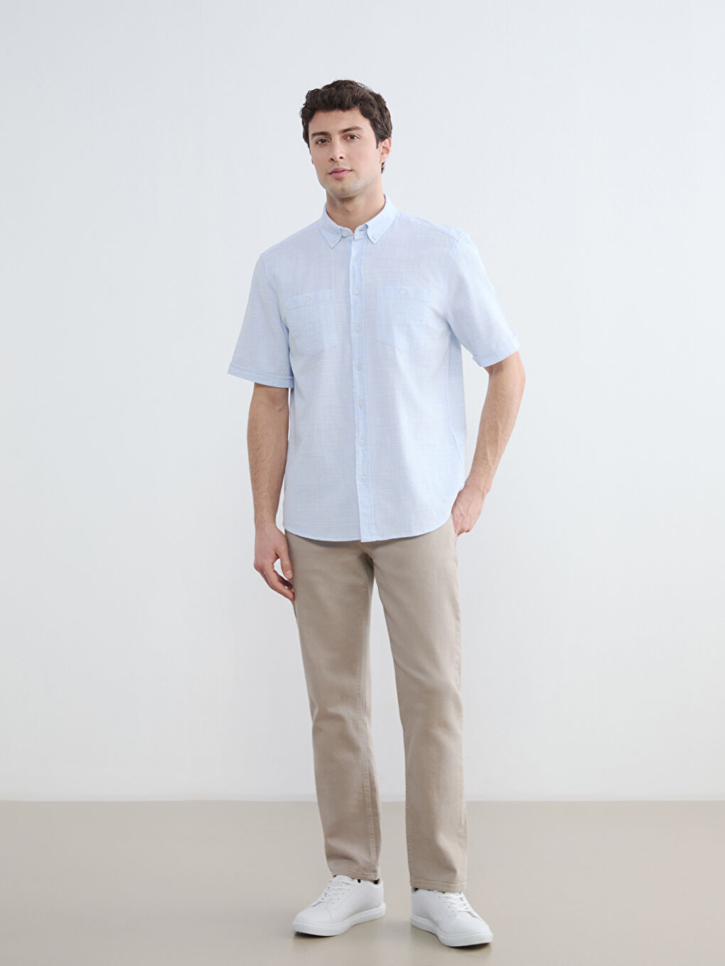 Mavi Regular Fit Kısa Kollu Armürlü Erkek Gömlek-1