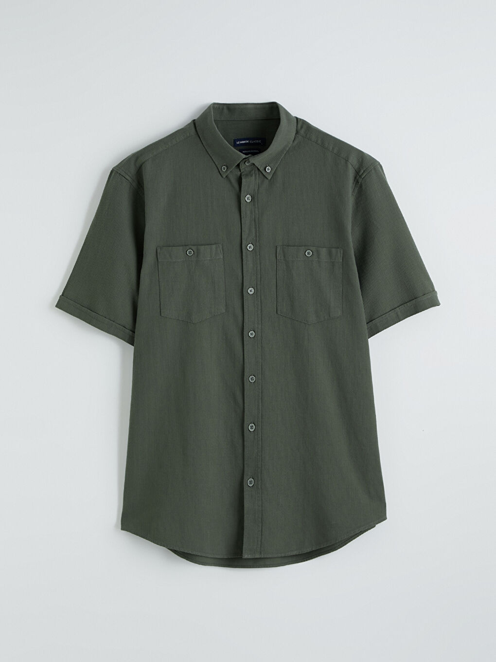 Yeşil Regular Fit Armürlü Erkek Gömlek-3