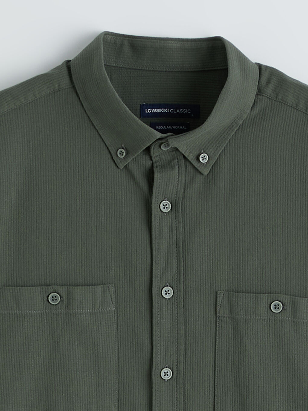 Yeşil Regular Fit Armürlü Erkek Gömlek-4