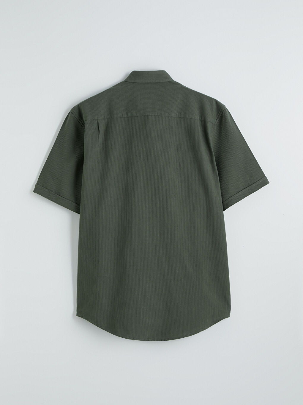 Yeşil Regular Fit Armürlü Erkek Gömlek-5