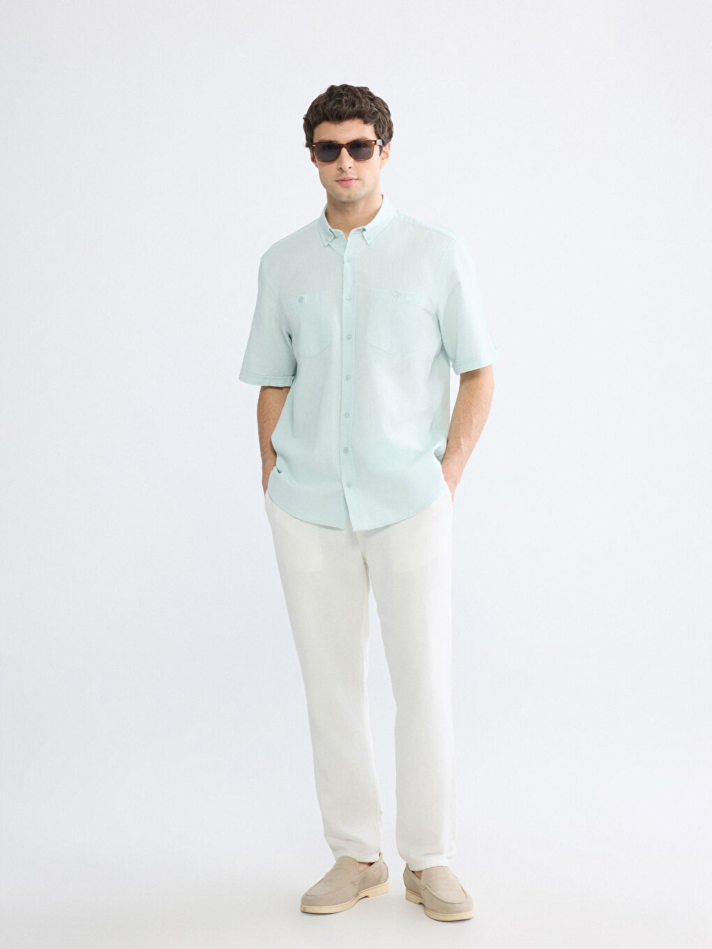 Turkuaz Regular Fit Armürlü Erkek Gömlek-1
