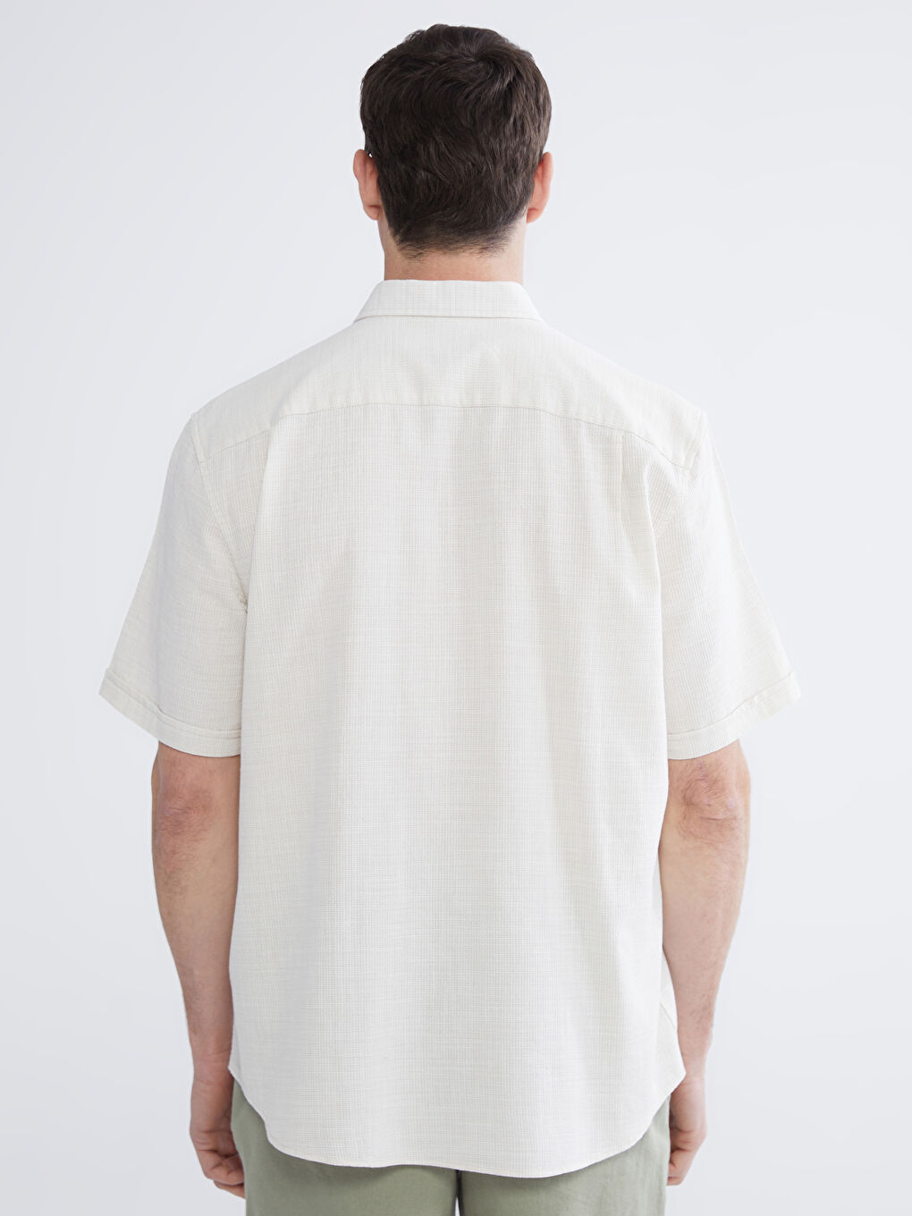 Bej Regular Fit Armürlü Erkek Gömlek-3