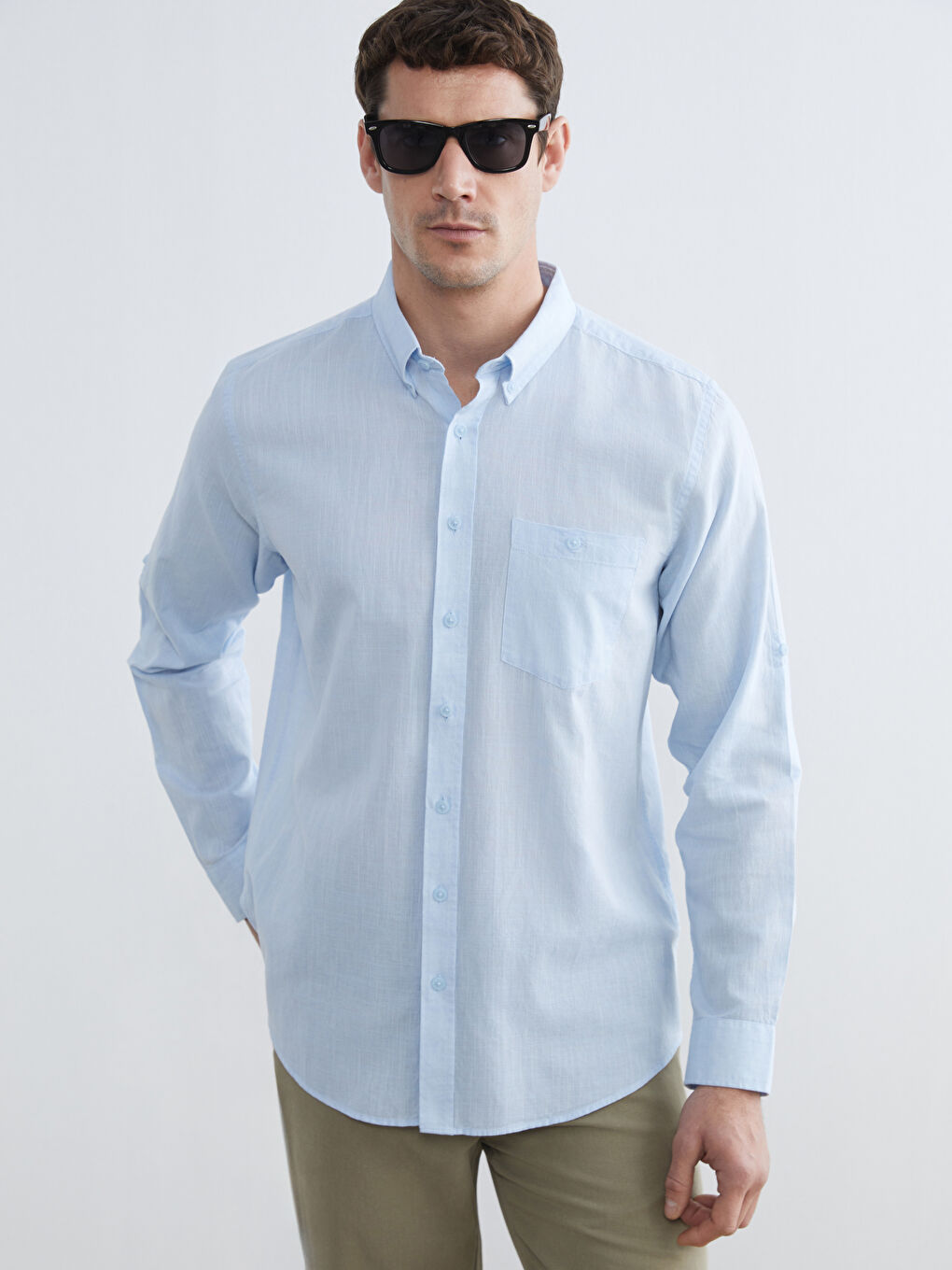 Mavi Regular Fit Keten Karışımlı Erkek Gömlek