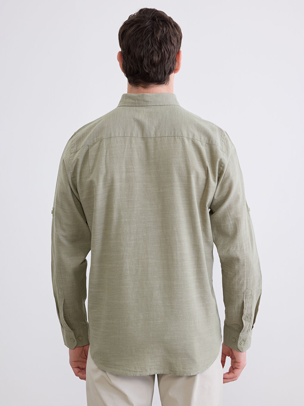 Тұрақты пішім зығыр қоспасы ерлер жейдесі-3