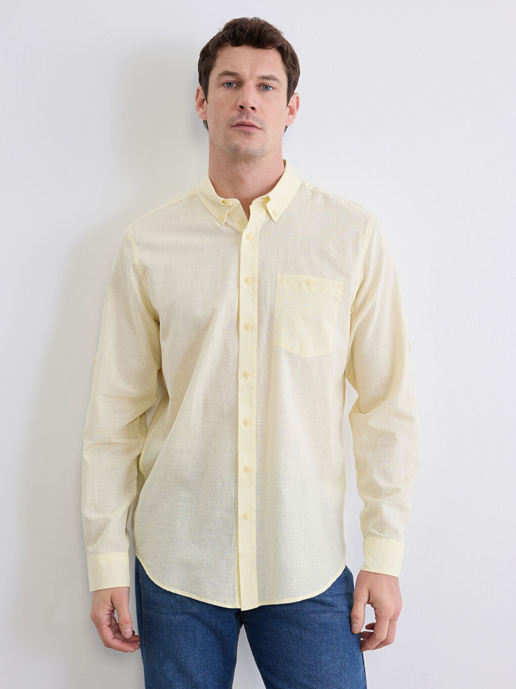 Regular Fit Linen Blend Men's Shirt