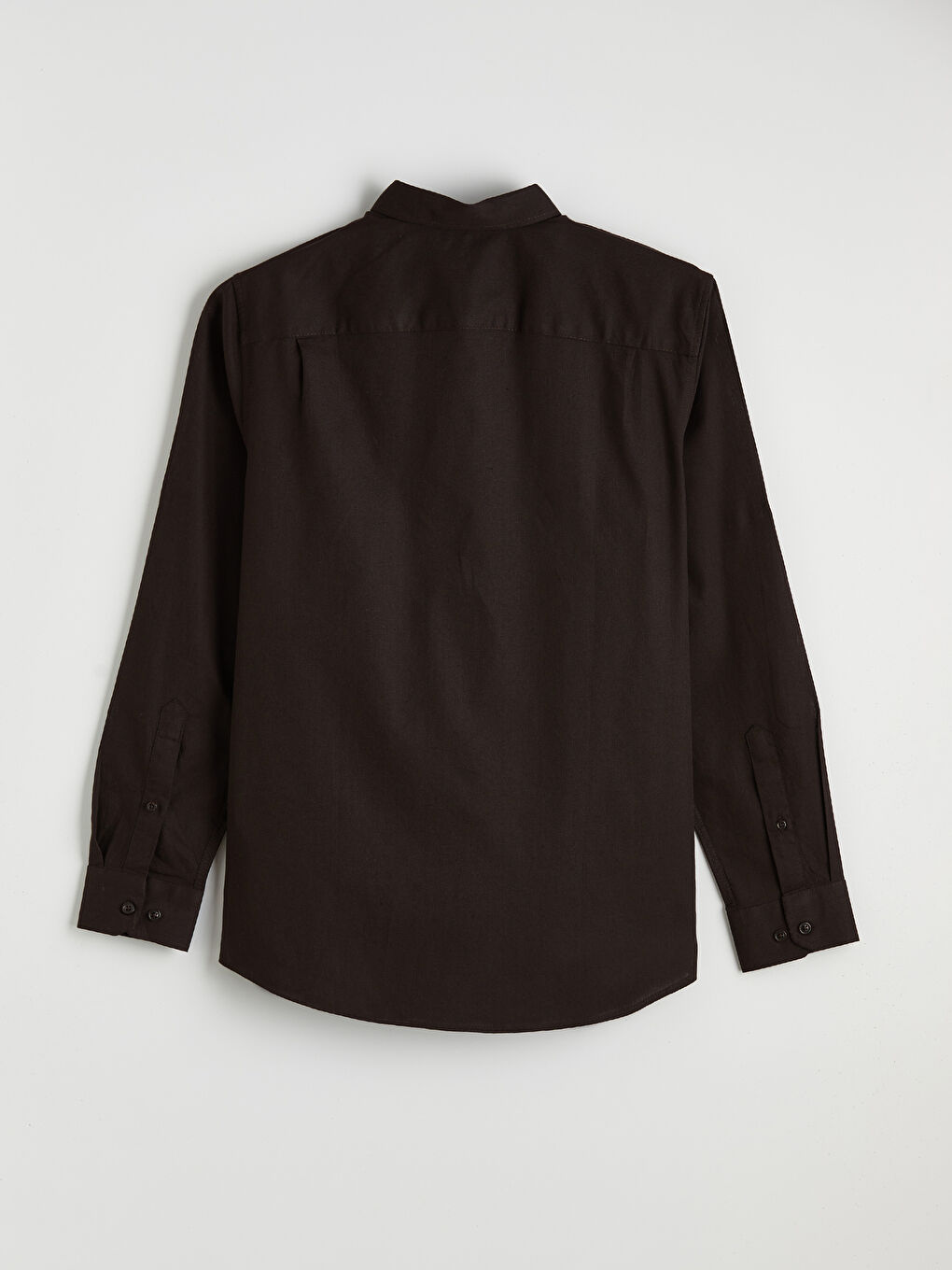 Kahverengi Regular Fit Keten Karışımlı Erkek Gömlek-1