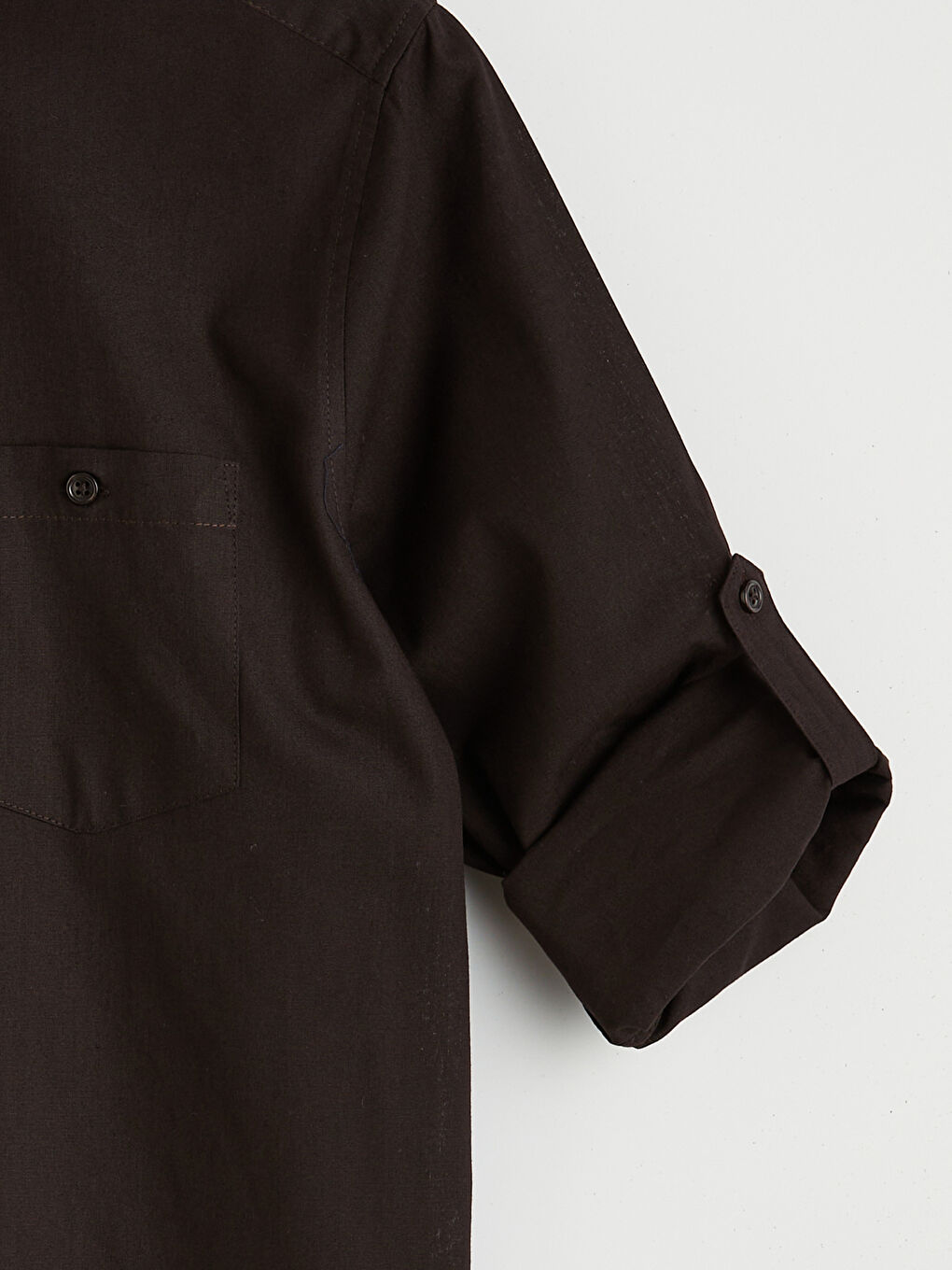 Kahverengi Regular Fit Keten Karışımlı Erkek Gömlek-2