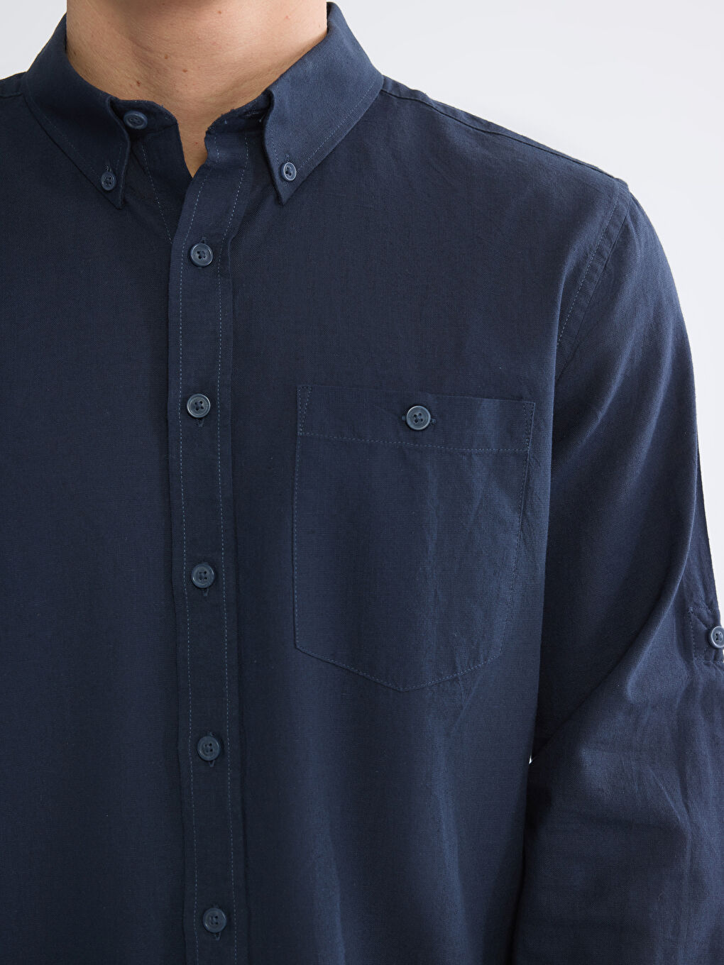 Muška Standardna Fit Košulja od Mešavine Lana-2