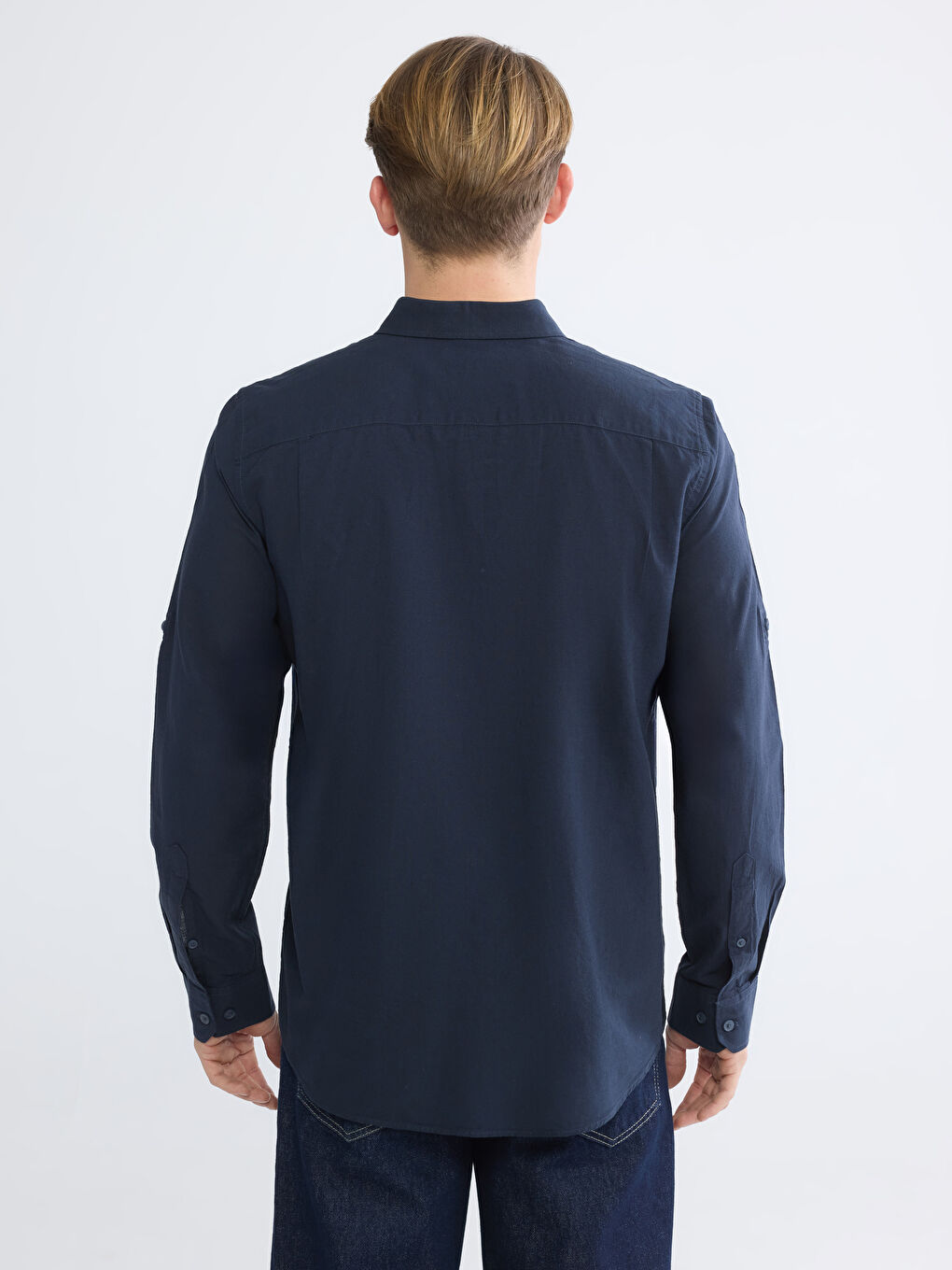 Muška Standardna Fit Košulja od Mešavine Lana-3