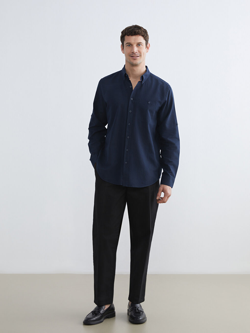 Men's Regular Fit Linen Blend Shirt-1