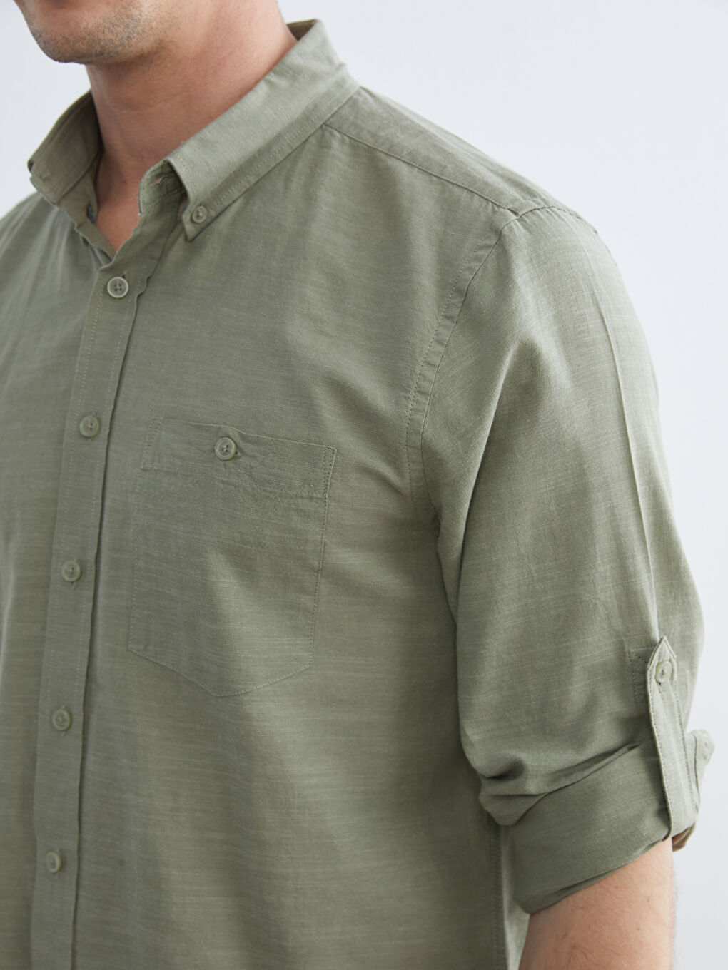 Мужская рубашка стандартного кроя из льняной смеси-2