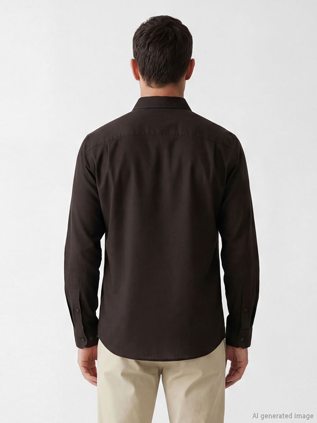 Kahverengi Regular Fit Keten Karışımlı Erkek Gömlek-3