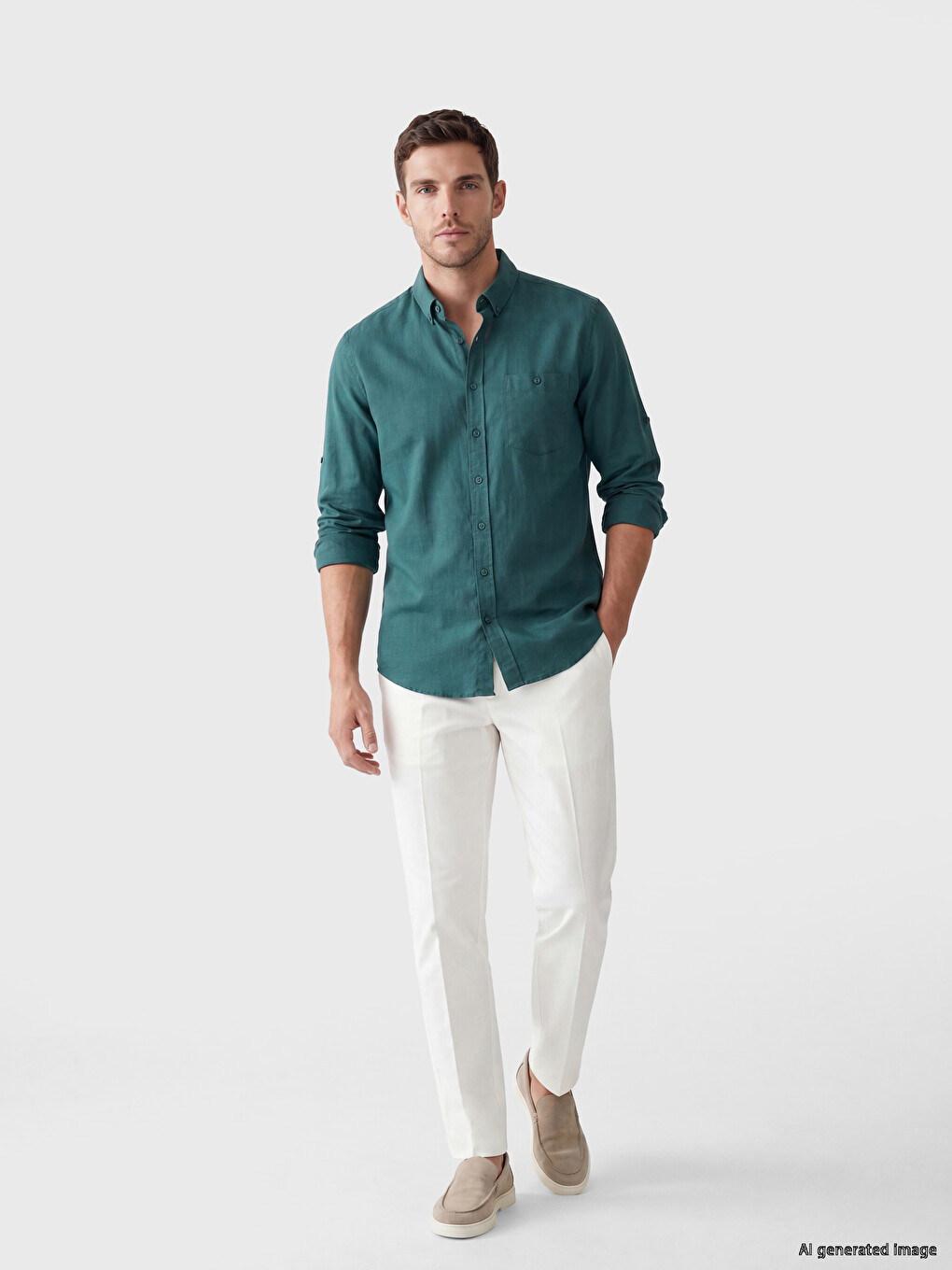 Regular Fit Linen Blend Men's Shirt-1
