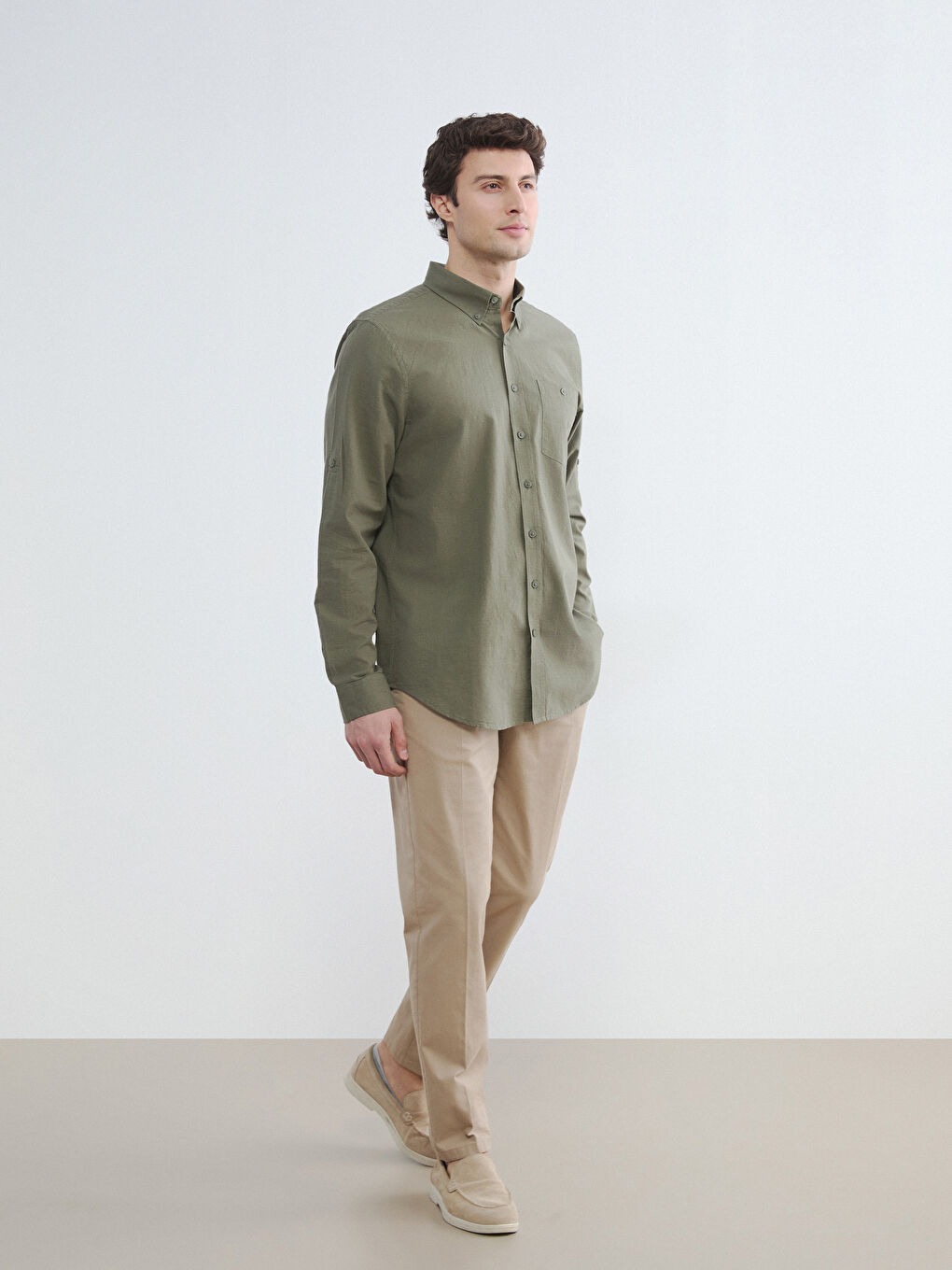 Regular Fit Linen Blend Men's Shirt-1