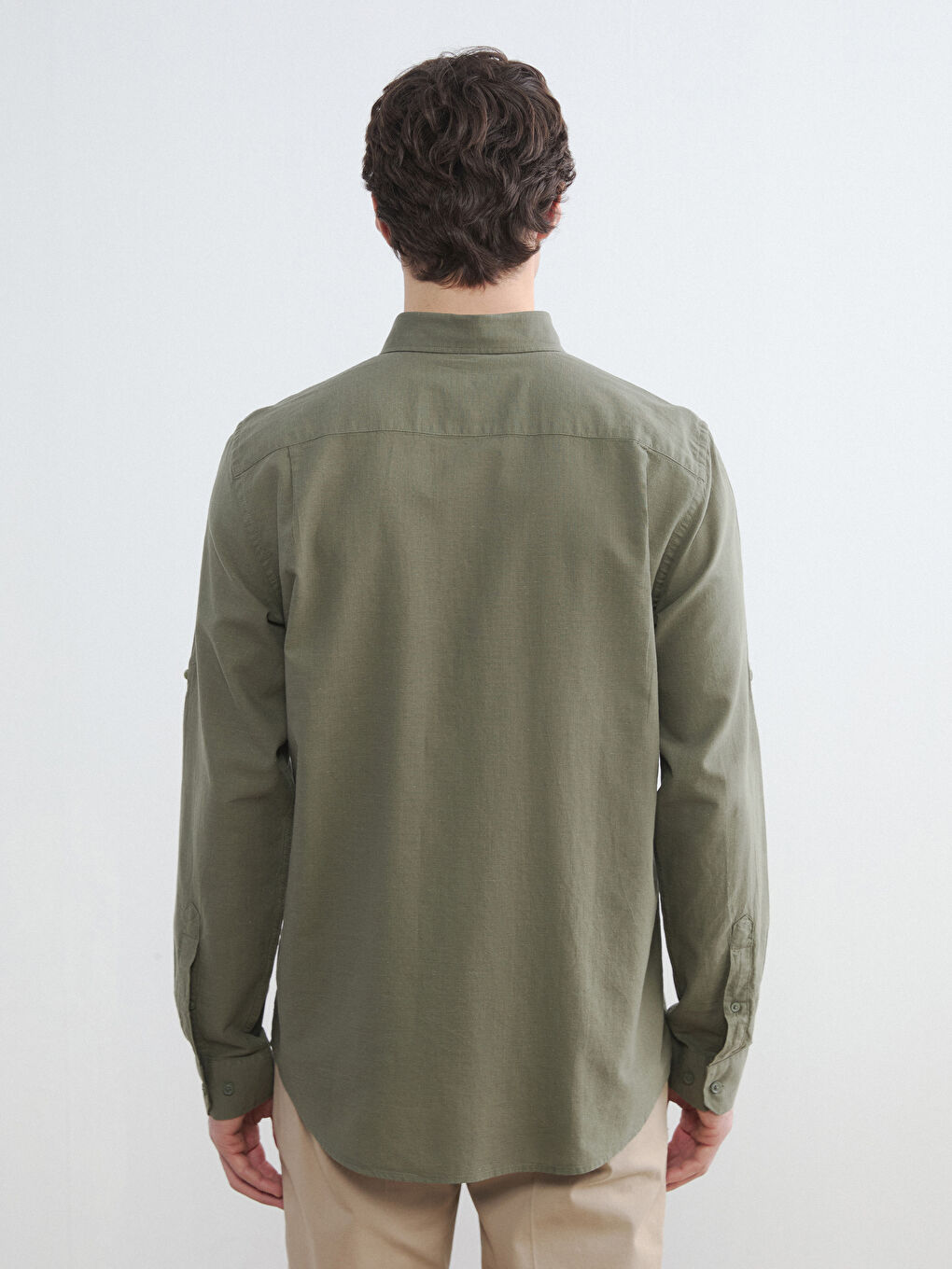 Regular Fit Linen Blend Men's Shirt-3