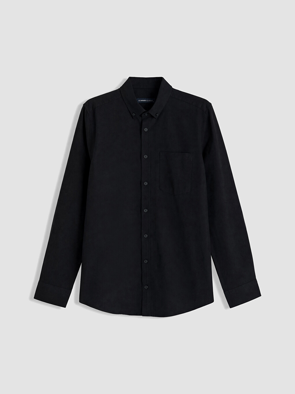 Siyah Regular Fit Keten Karışımlı Erkek Gömlek
