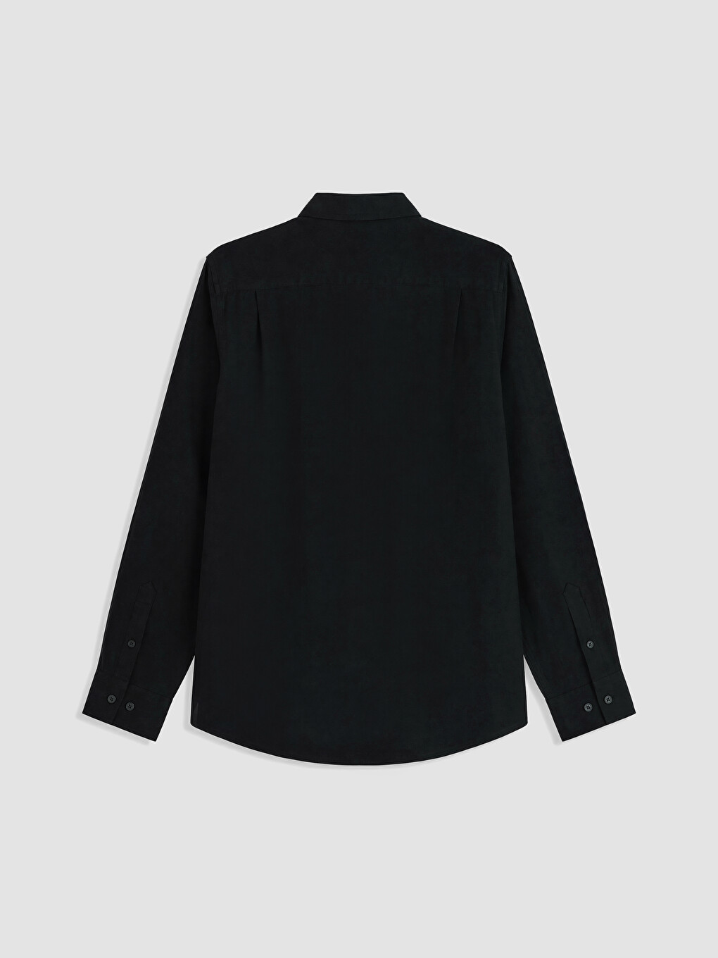 Siyah Regular Fit Keten Karışımlı Erkek Gömlek-2