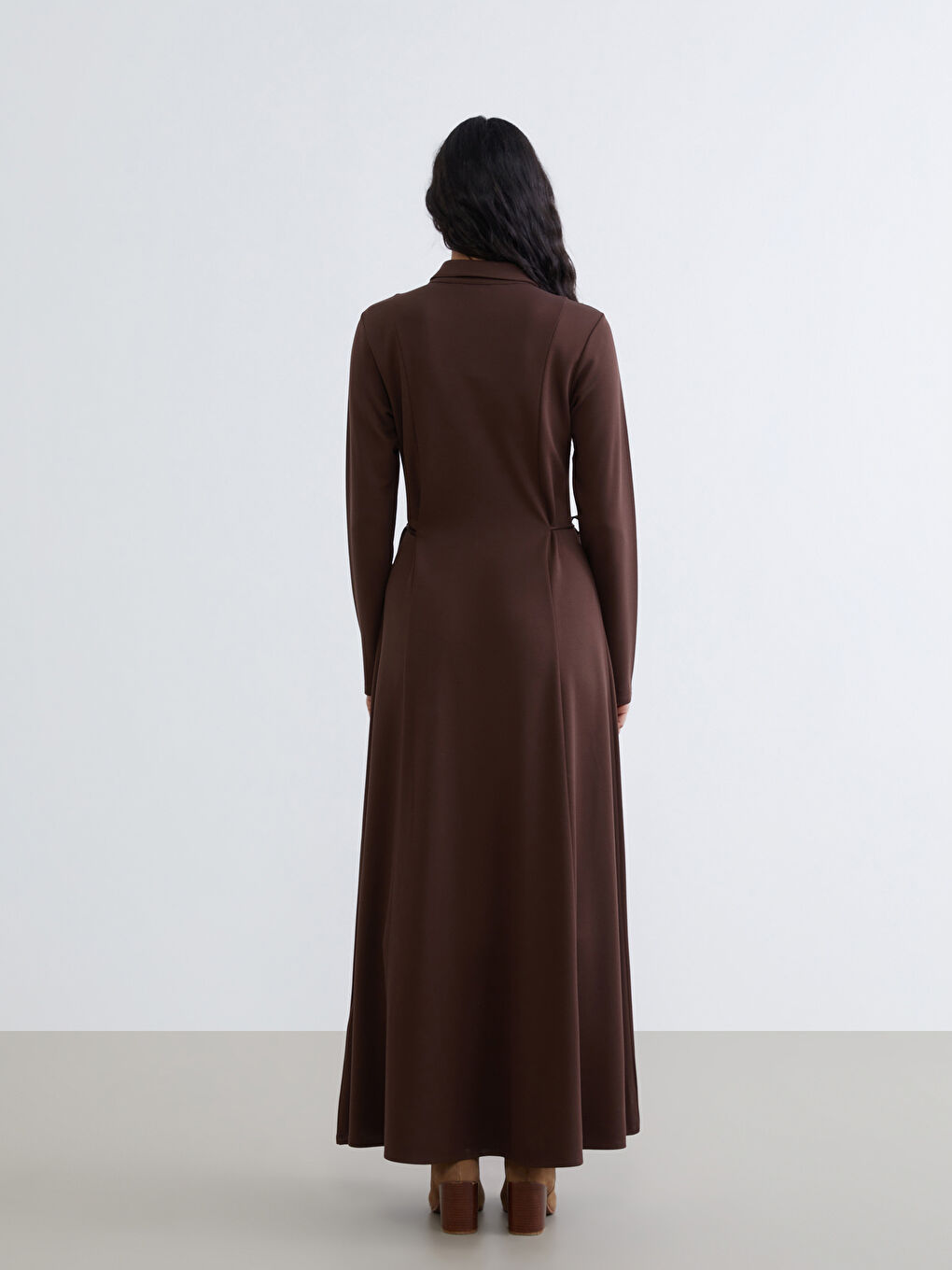 Shirt Dress with Necktie Detail-3