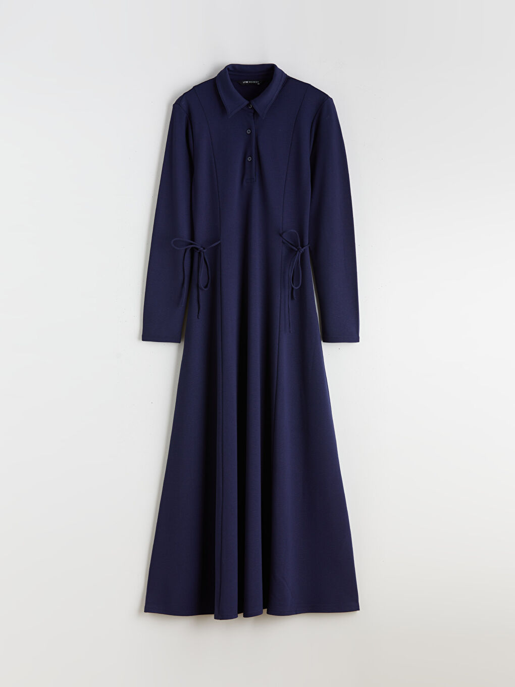 Shirt Collar Dress with Tie-4