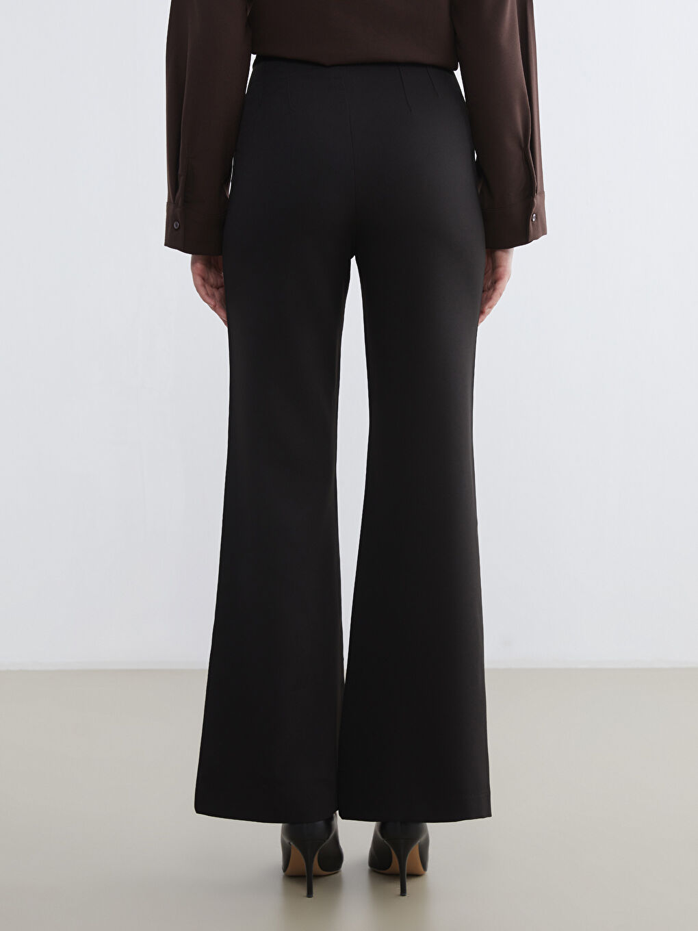 Slim Fit Flared Textured Trousers-3