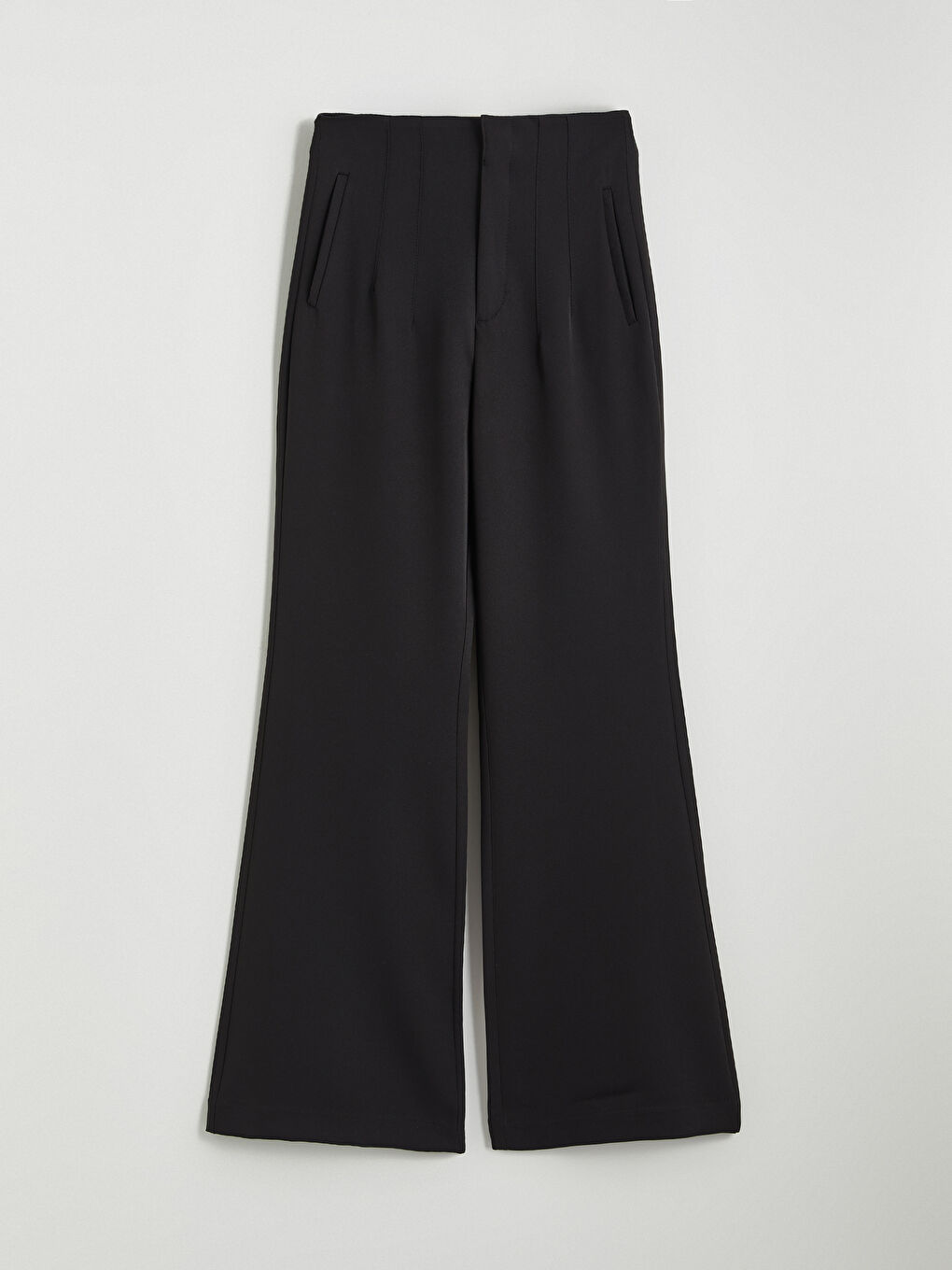 Slim Fit Flared Textured Trousers-4