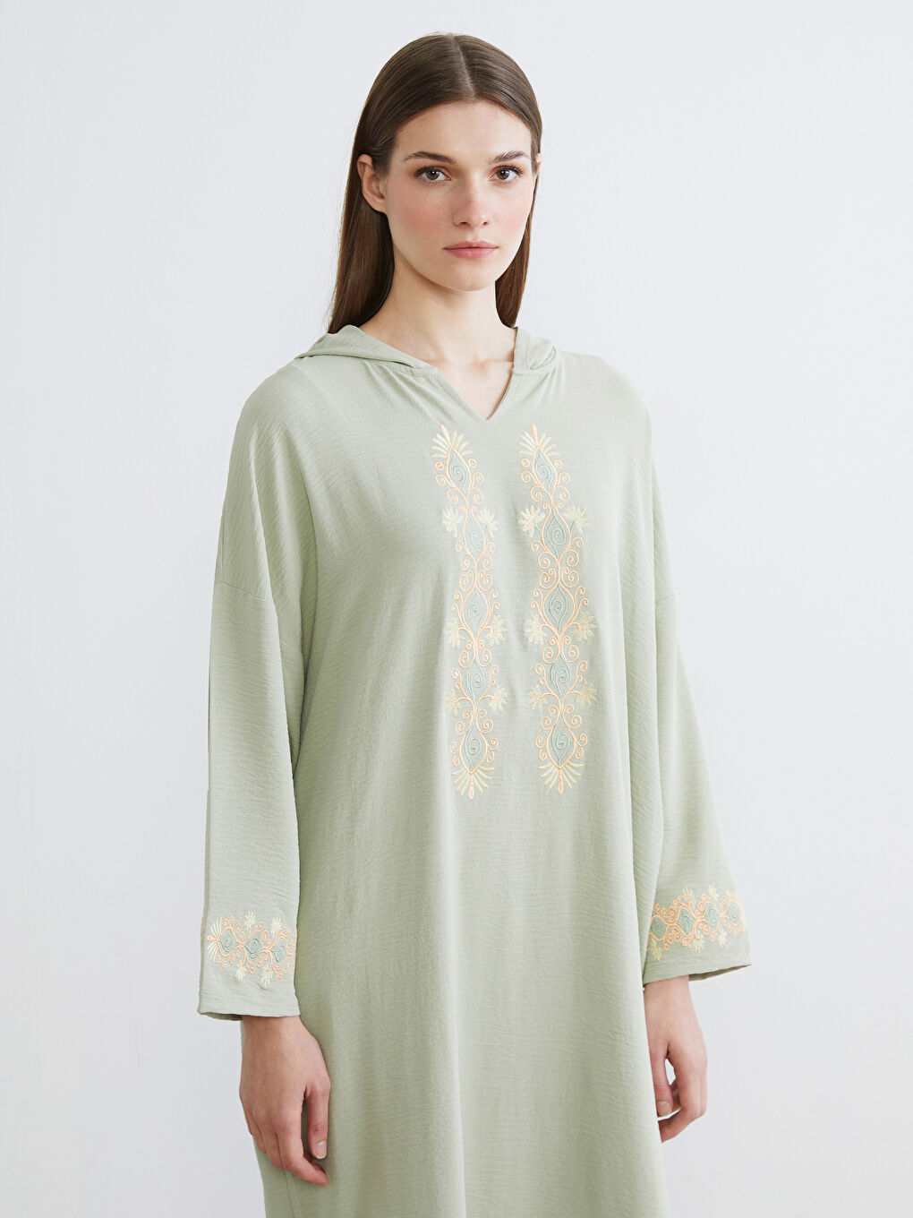 Hooded Embroidered Oversize Dress-1