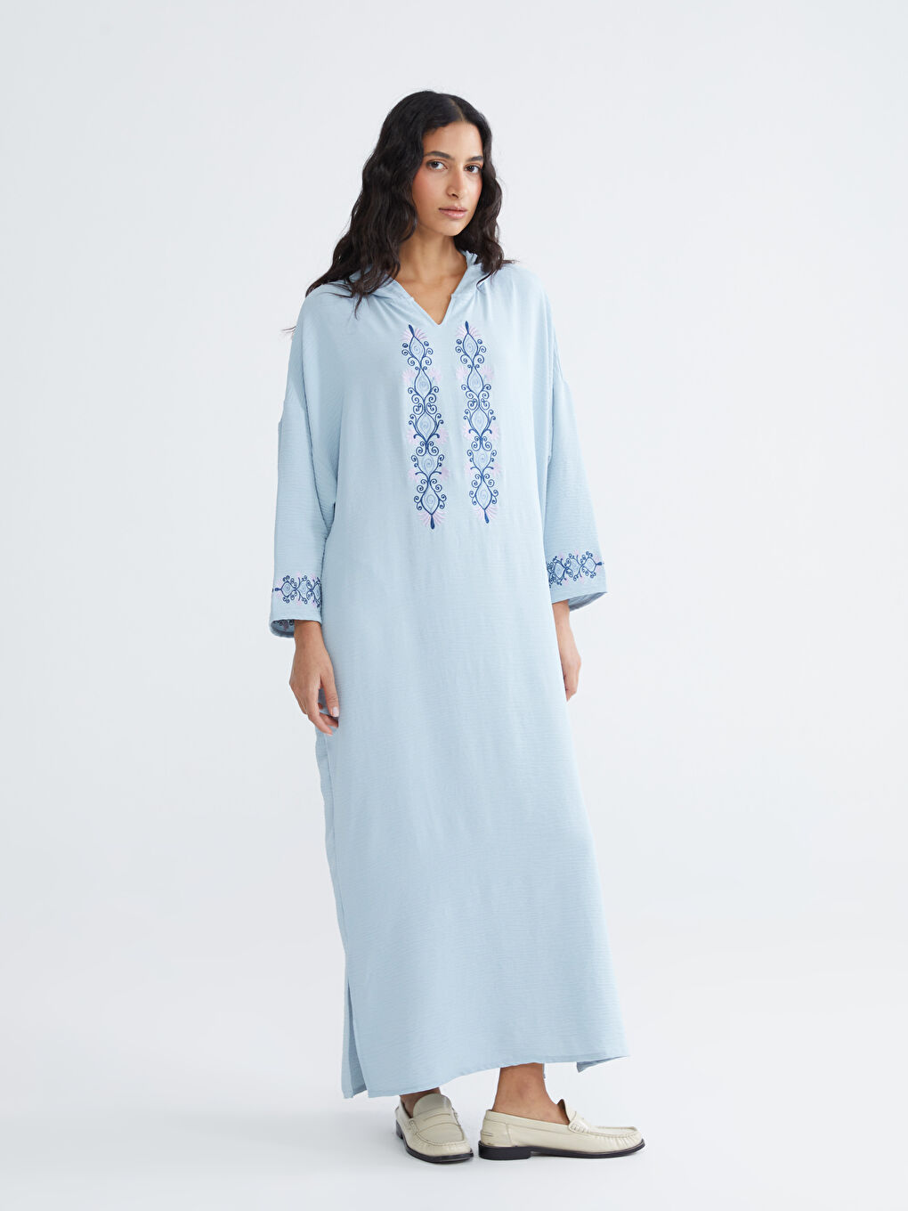 Hooded Embroidered Oversize Dress