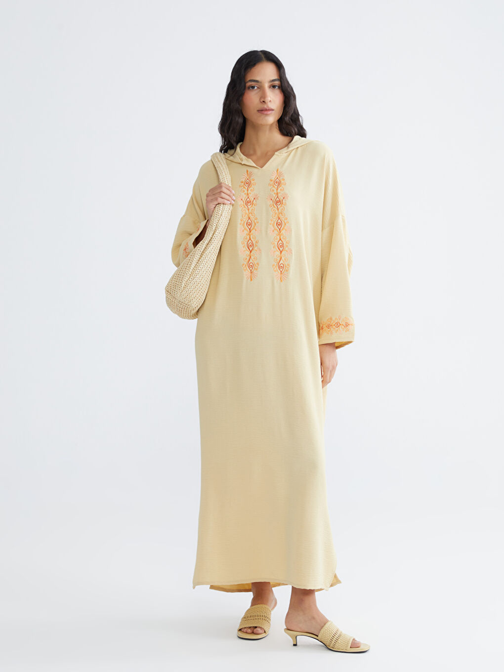 Hooded Embroidered Oversize Dress