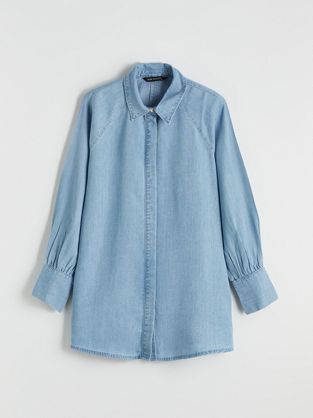 Женская рубашка-туника из денима-4