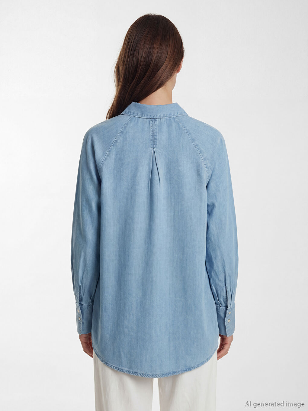 Женская рубашка-туника из денима-3