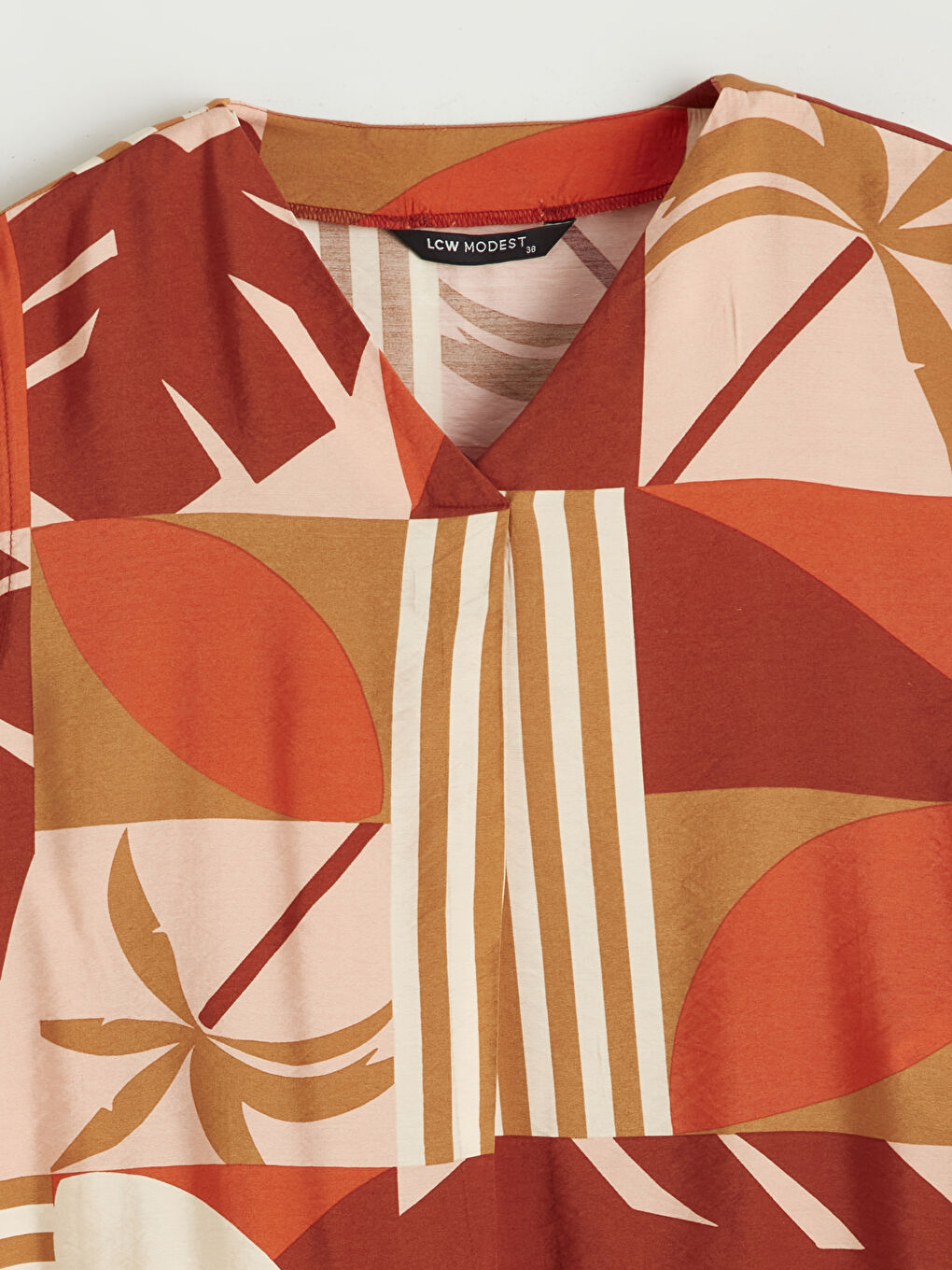 V-Neck Patterned Oversized Blouse-9