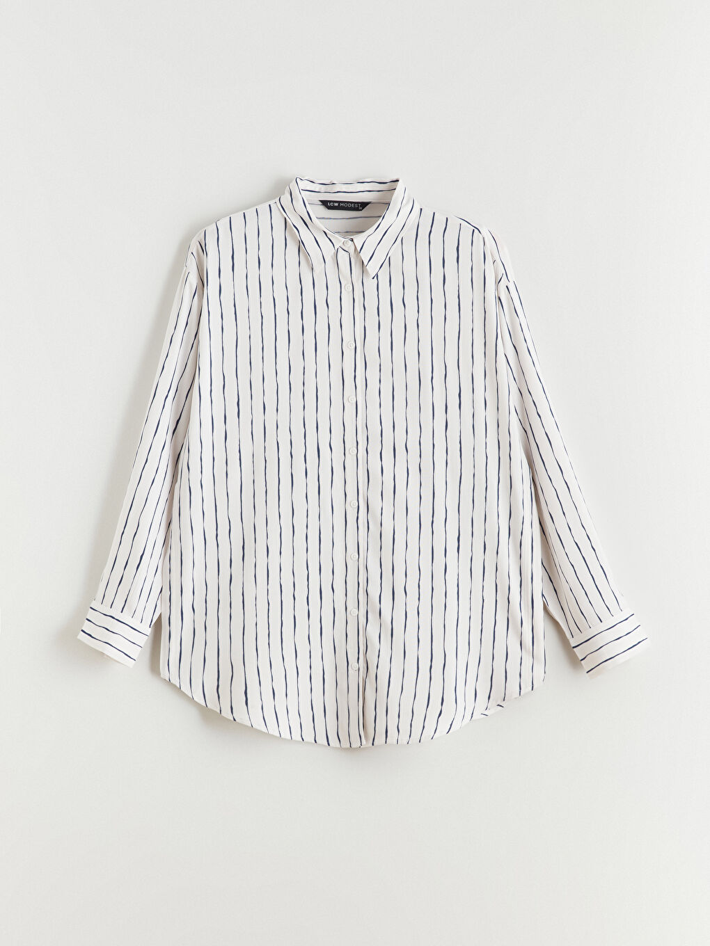 Полосатая оверсайз женская рубашка-туника-4