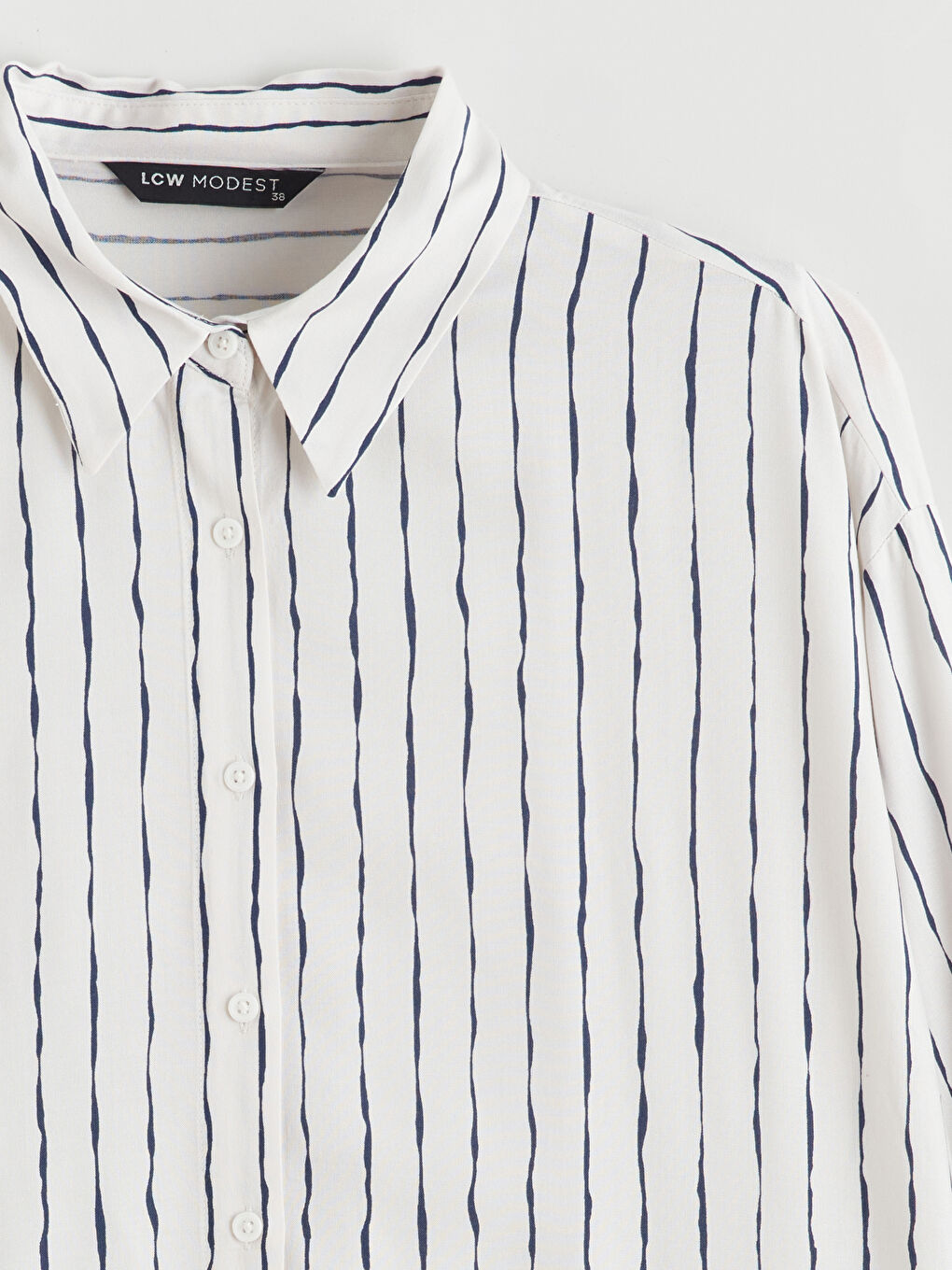 Полосатая оверсайз женская рубашка-туника-6