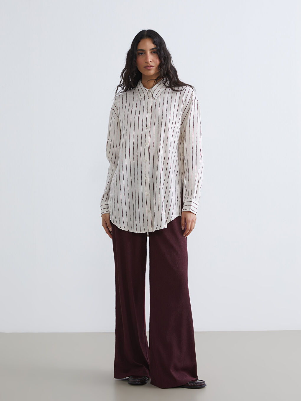 Striped Oversized Women's Shirt Tunic-1