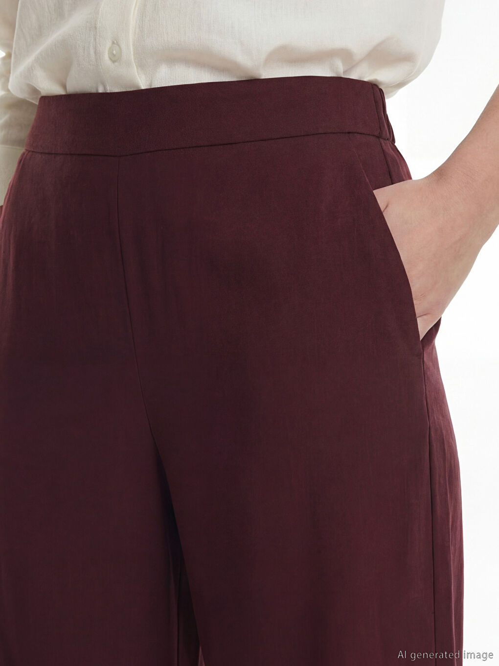 Pantaloni cu Talie Elastică cu Picior Evazat pentru Femei-2