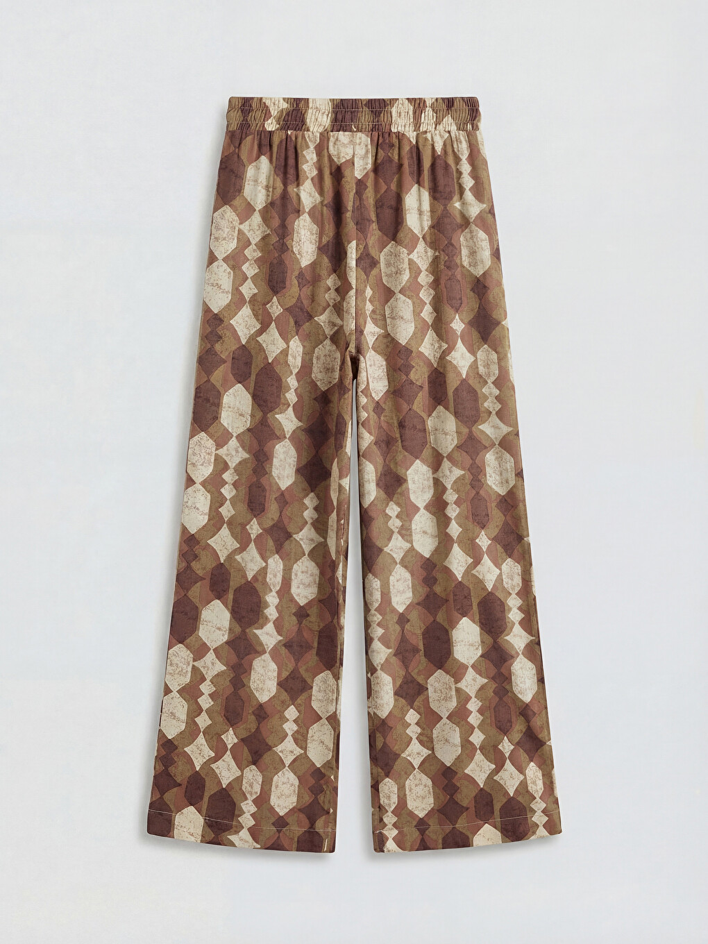 Elastic Waist Patterned Wide Leg Women's Trousers-5