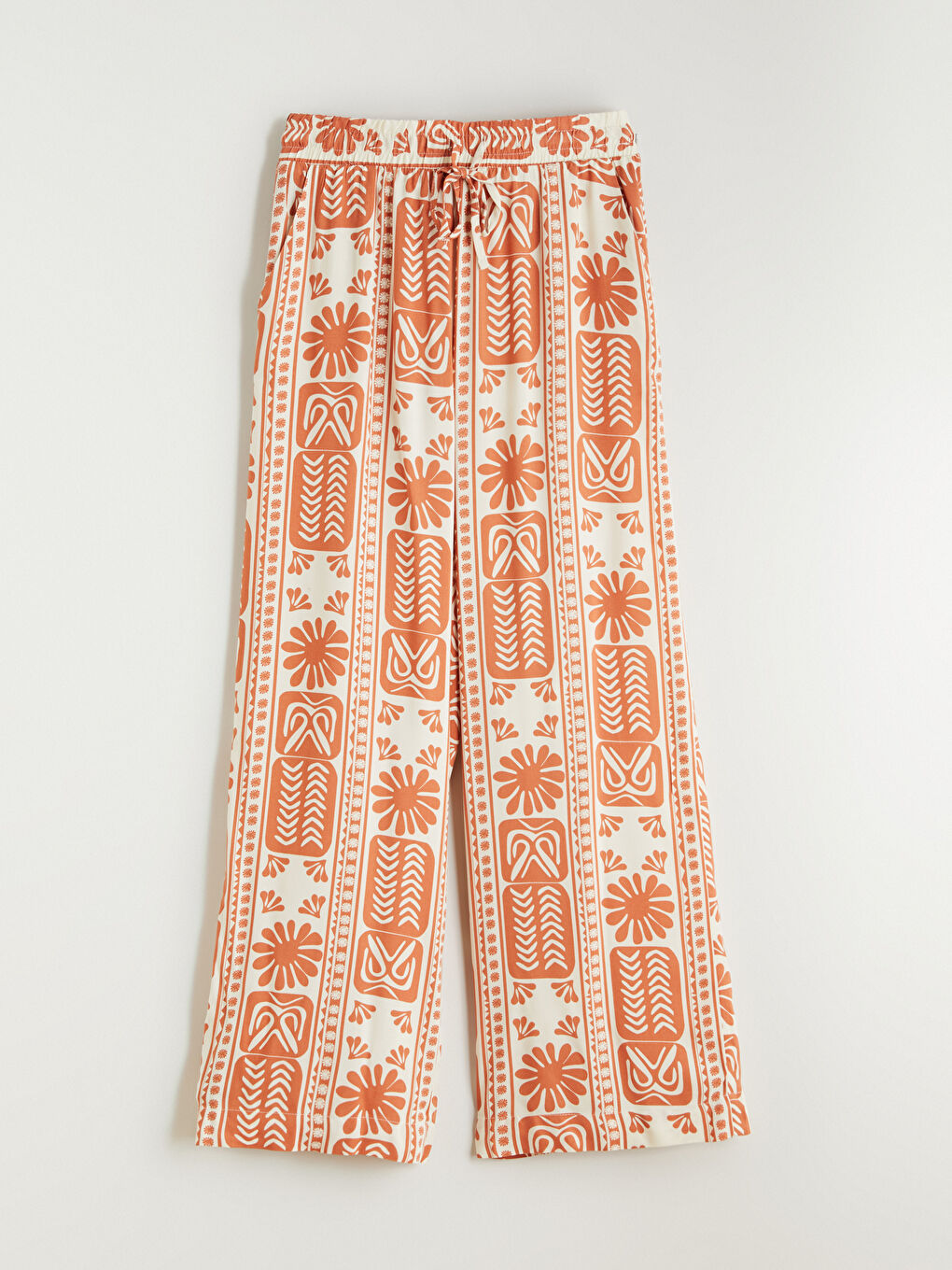 Elastic Waist Printed Wide Leg Women's Trousers-4