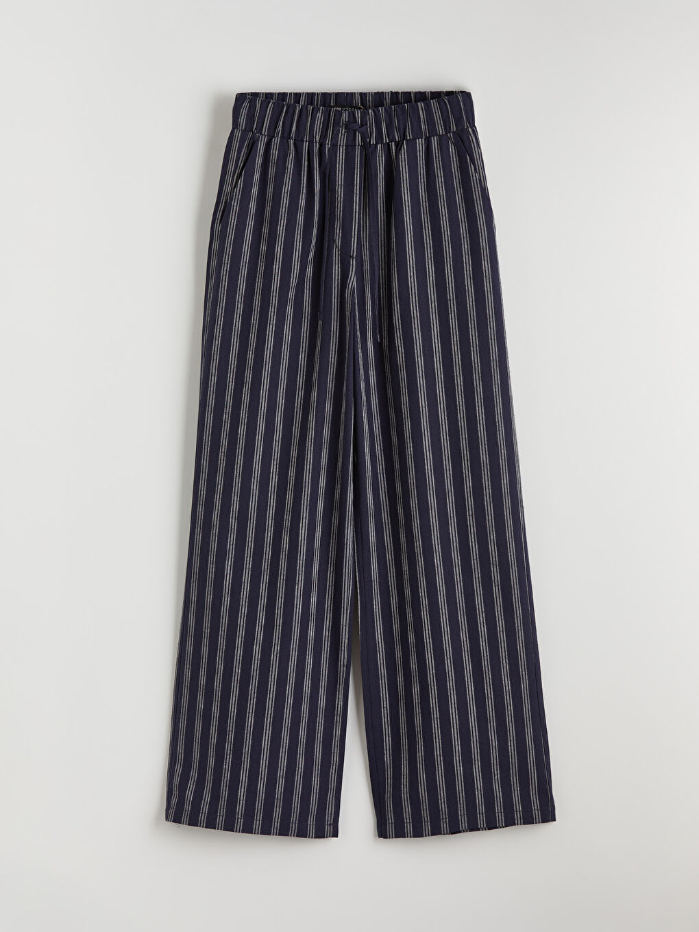 Pantalone od mešavine lana sa elastičnim strukom i prugama za žene-4
