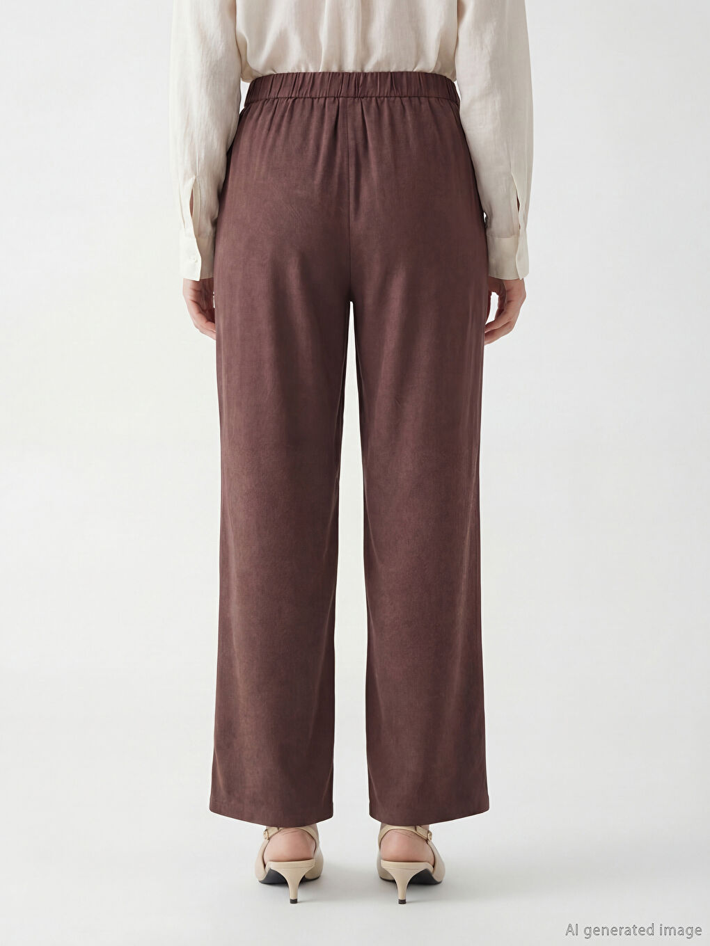 پانتۆڵ ئاوریشمی ناسک نەخشدار کەمەر لاستیک ژنانە-3