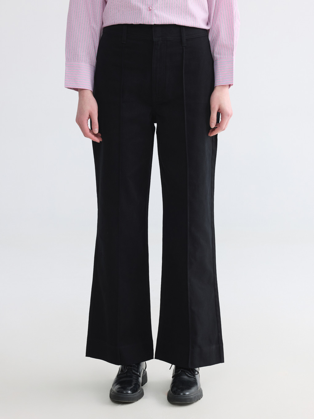 Pantalon Femme Taille Haute À Jambe Large-1