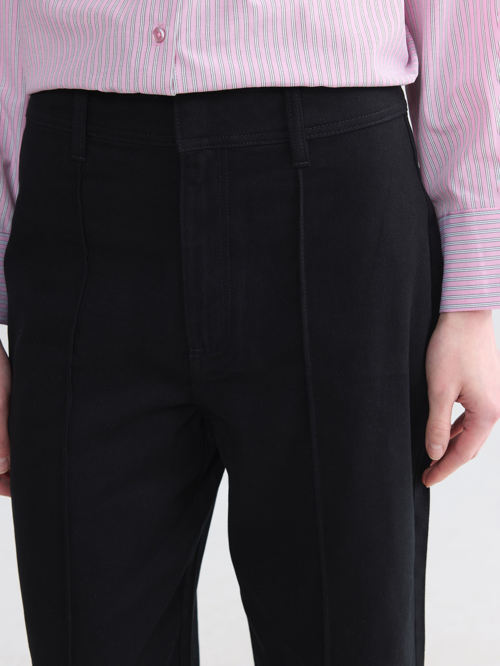 Pantalon Femme Taille Haute À Jambe Large-2