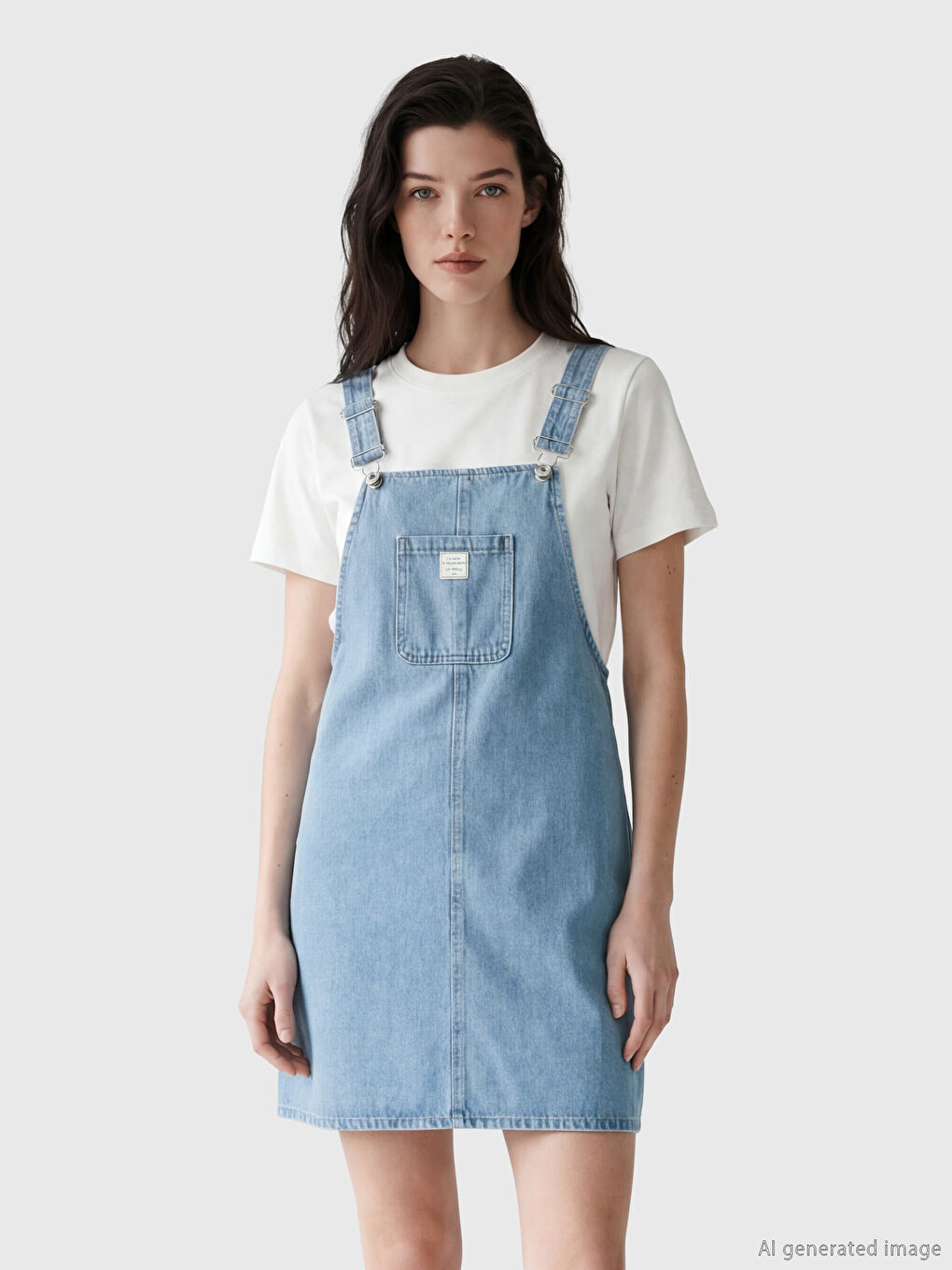 Square Neck Women's Jean Dungarees-1