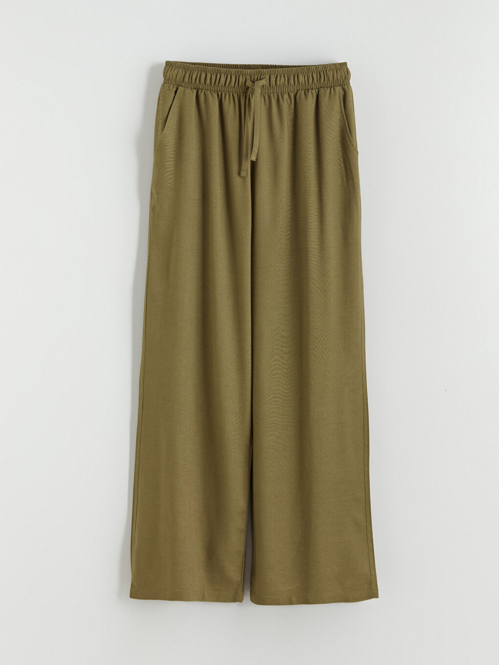 Women's Elastic Waist Linen Blend Trousers-4
